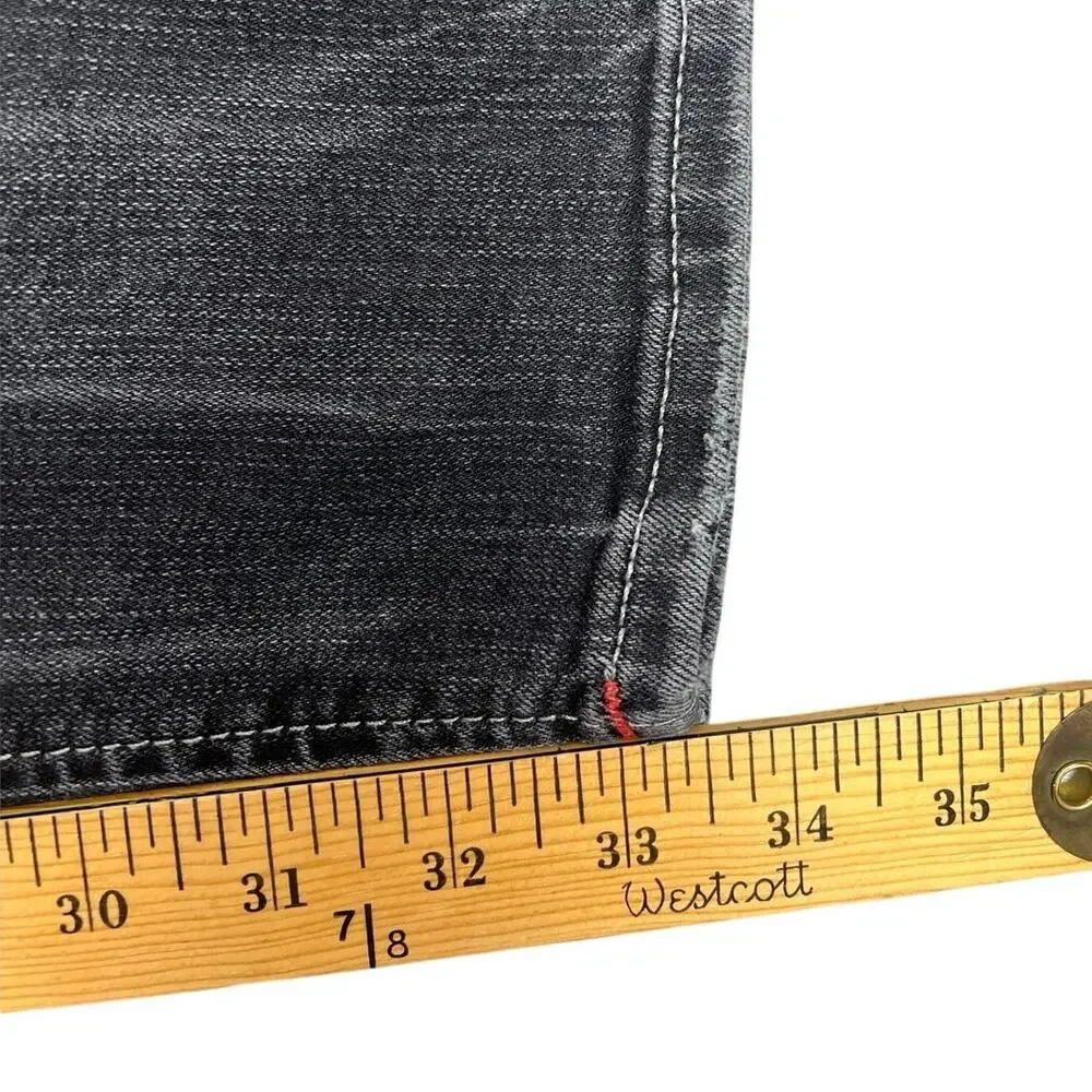 True Religion Moto Jeans Black Wash Biker Stitch Slim Straight Men’s 32